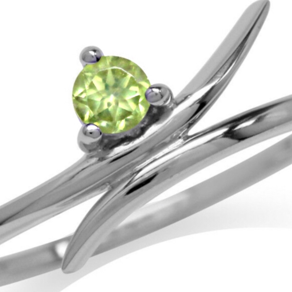 New Natural Peridot White Gold over Sterling 925